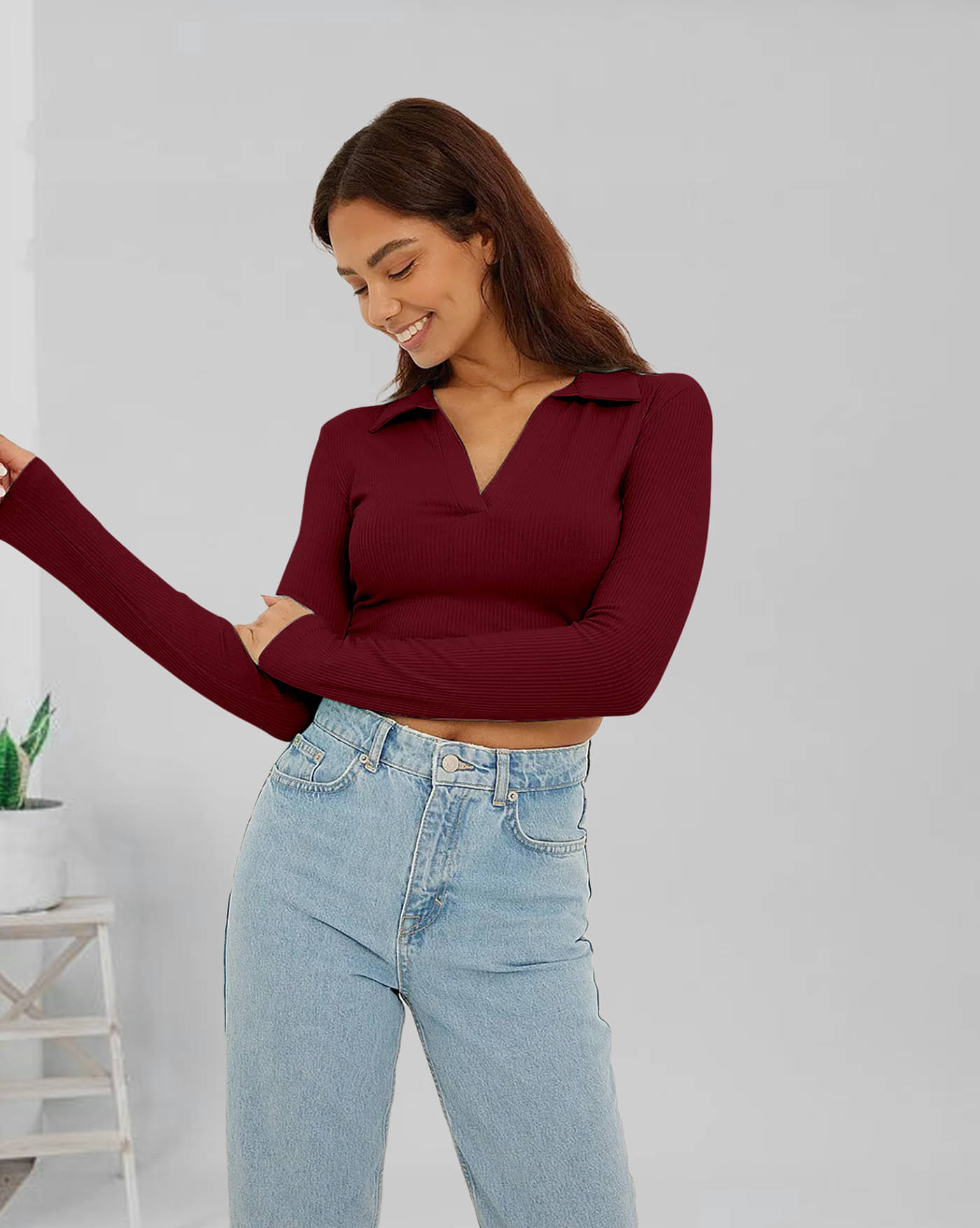 AOOSH Women's Cotton Blend Regular Top ( Maroon ) AOOSH Women's Cotton Blend Regular Top ( Maroon )