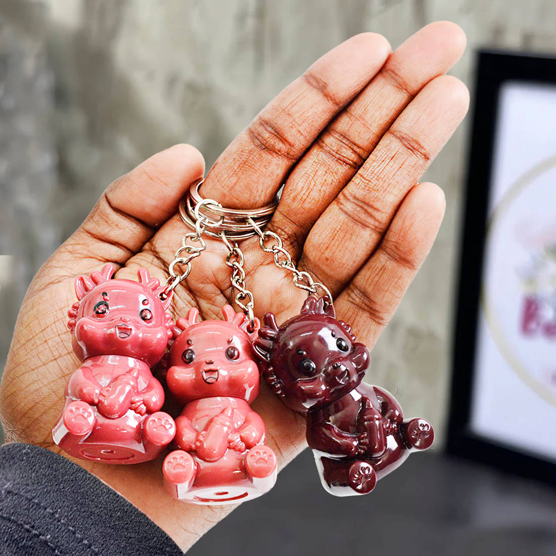     			Adbeni Multi Matte Lip Gloss Teddy Key Chain, 3pc