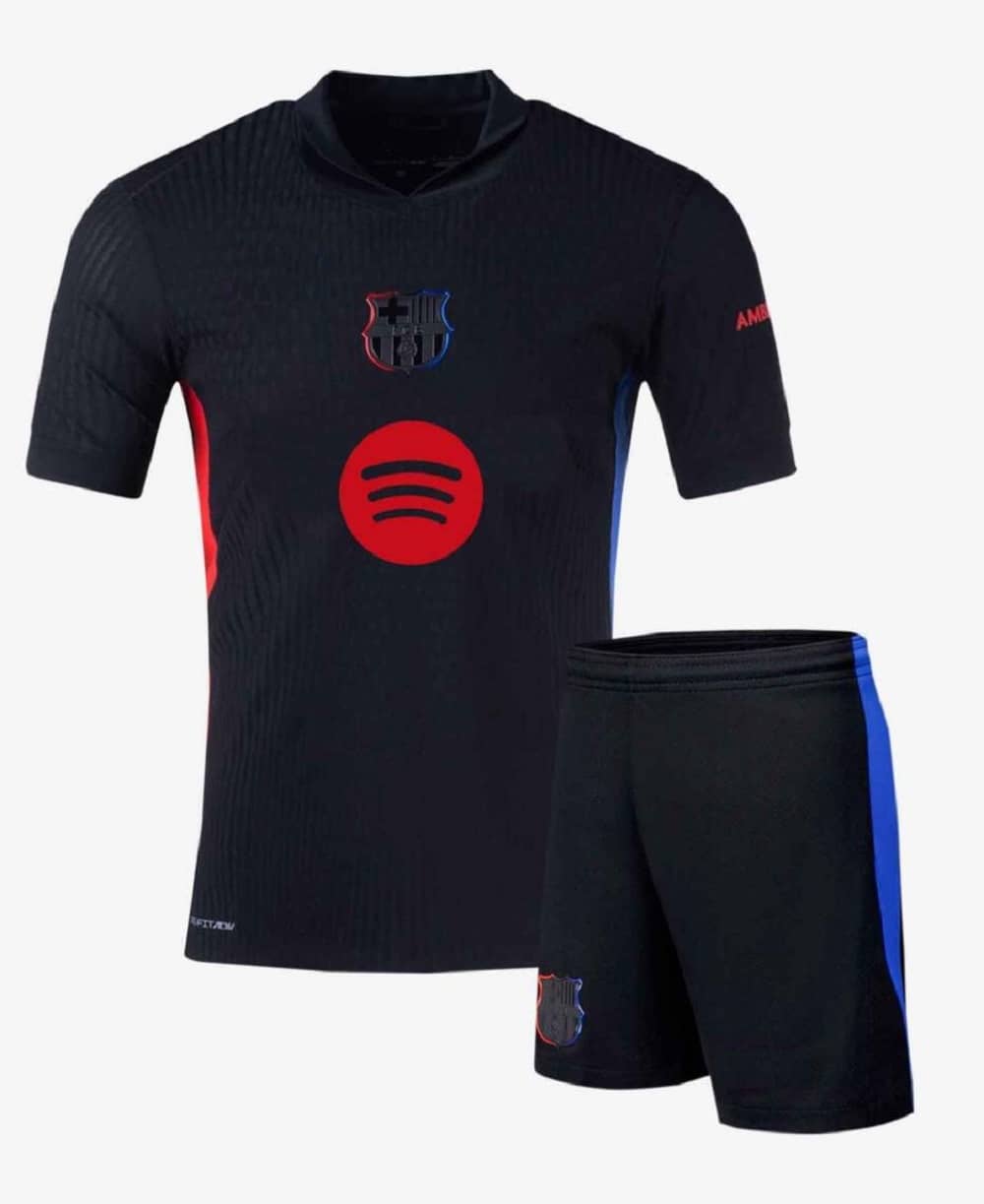 BARCELONA AWAYY JERSEY WITH SHORTS 2024/25 - StadiumEX - Sports and Fitness Equipment | Buy online on ZillyBuy
