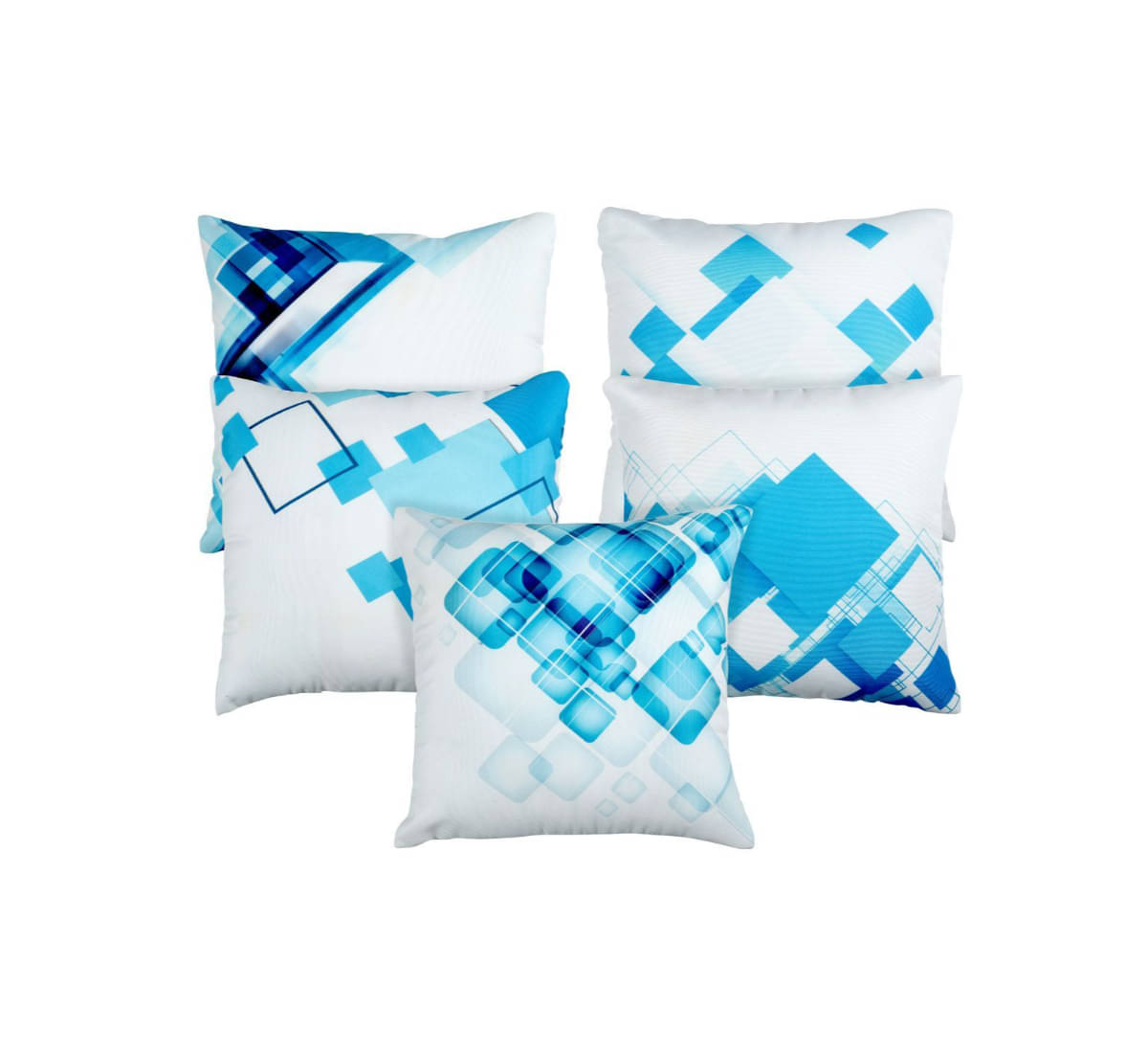 BELLA TRUE Set of 5 Polyester Abstract Square Cushion Cover (40X40)cm - Blue BELLA TRUE Set of 5 Polyester Abstract Square Cushion Cover (40X40)cm - Blue