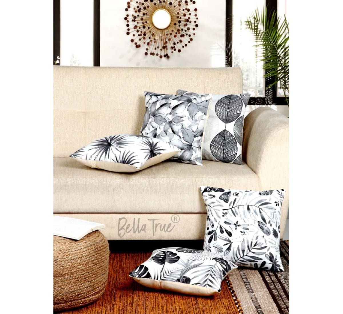 BELLA TRUE Set of 5 Polyester Abstract Square Cushion Cover (40X40)cm - Multicolor BELLA TRUE Set of 5 Polyester Abstract Square Cushion Cover (40X40)cm - Multicolor