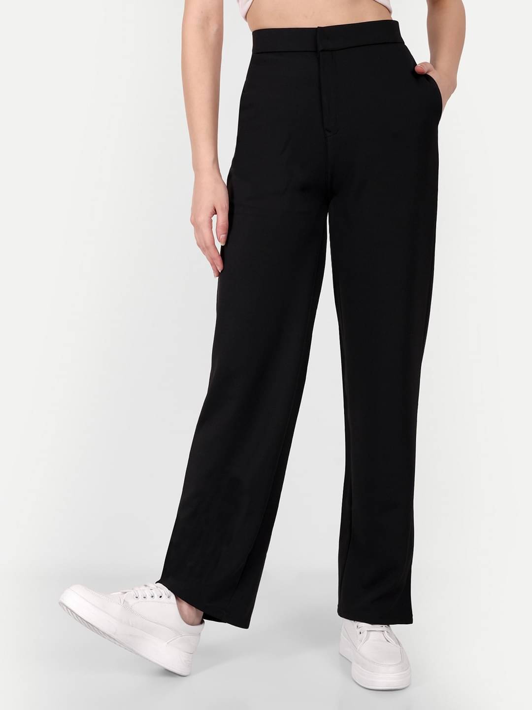     			Broadstar Pack of 1 Polyester Loose Women's Casual Pants ( Black )