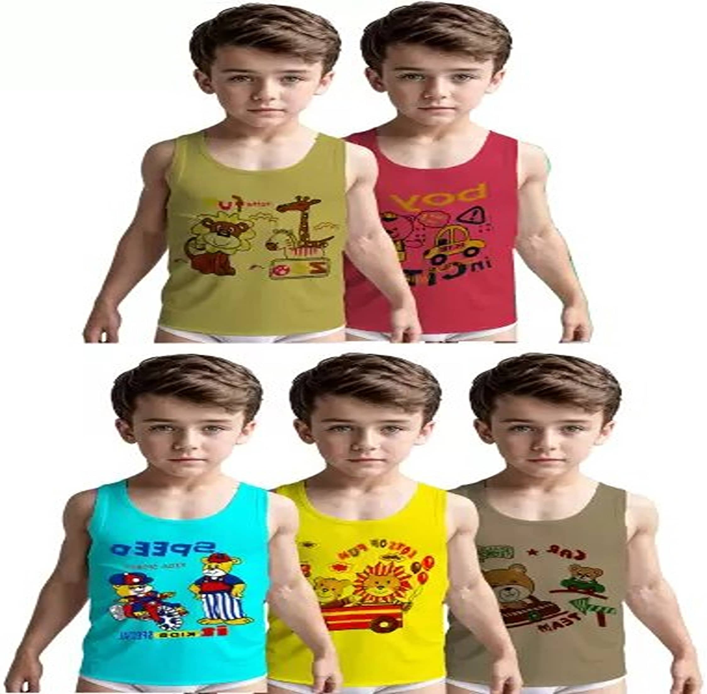 Cavenders Pack of 6 Boys Cotton Vest ( Multicolor ) - Nightwear & Loungewear | Buy online on ZillyBuy