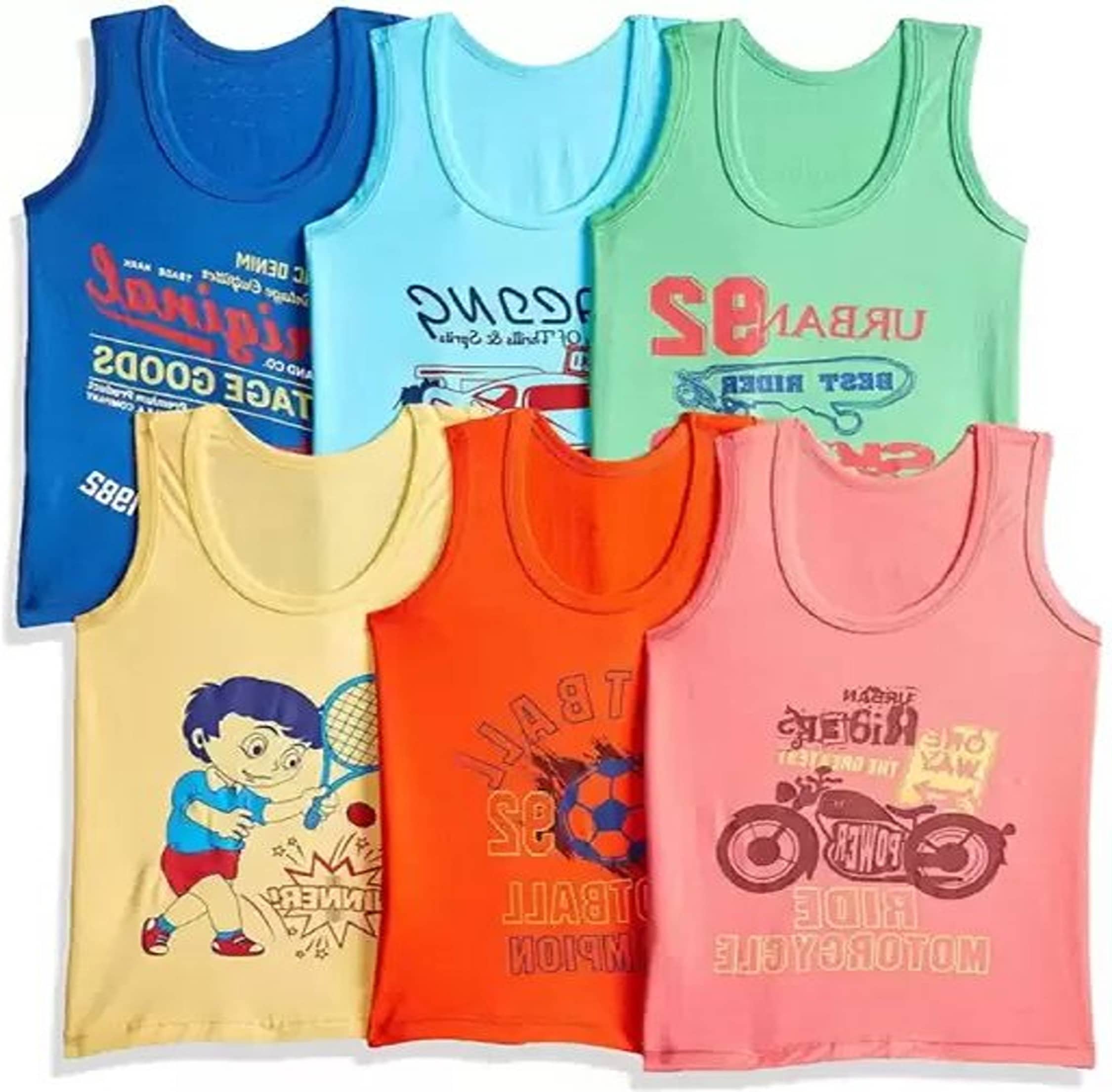 Cavenders Pack of 6 Boys Cotton Vest ( Multicolor ) - Nightwear & Loungewear | Buy online on ZillyBuy