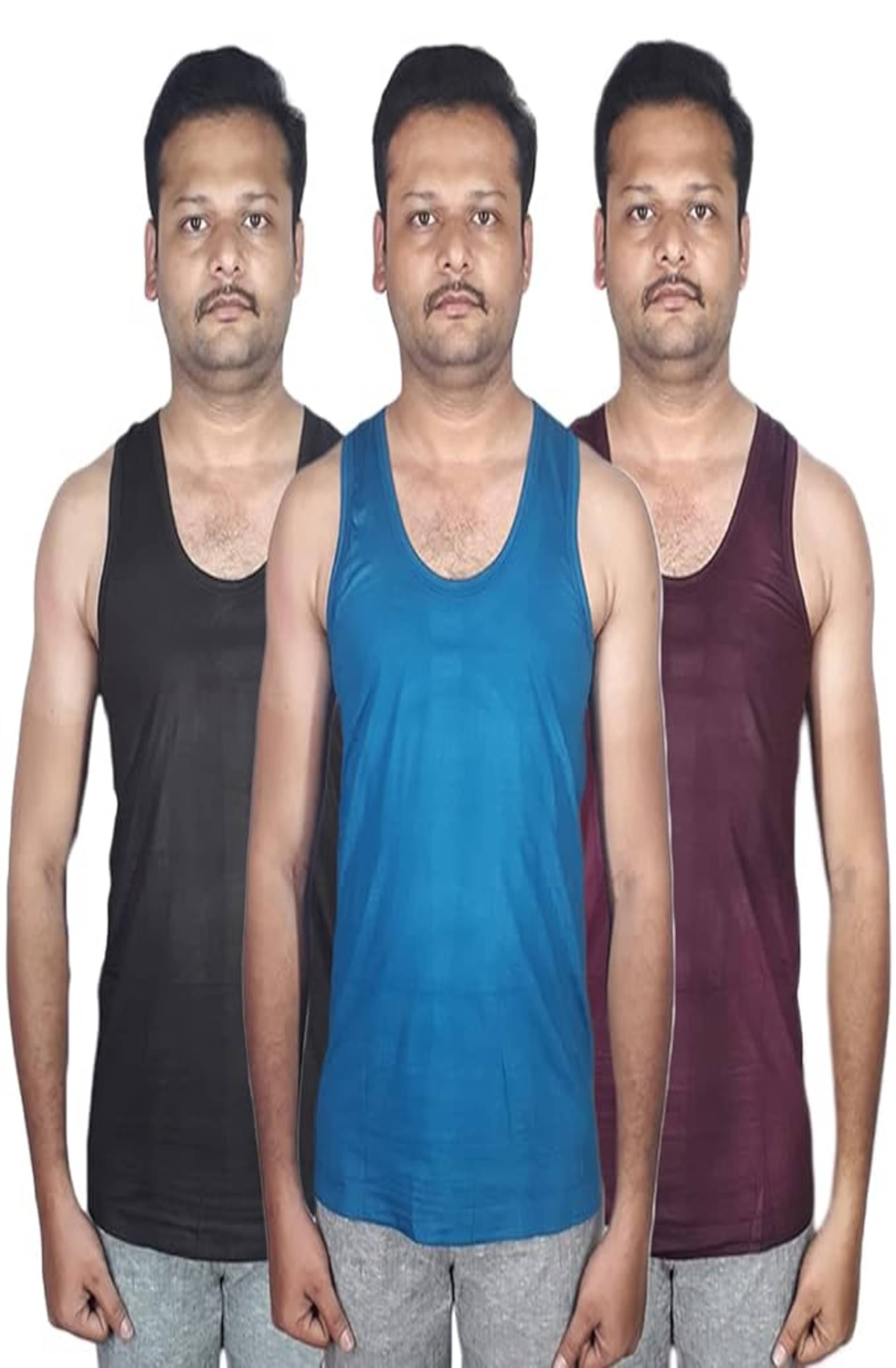 D1 DIFFERENT ONE Pack of 3 Cotton Basic Vest For Men ( Multicolor ) D1 DIFFERENT ONE Pack of 3 Cotton Basic Vest For Men ( Multicolor )