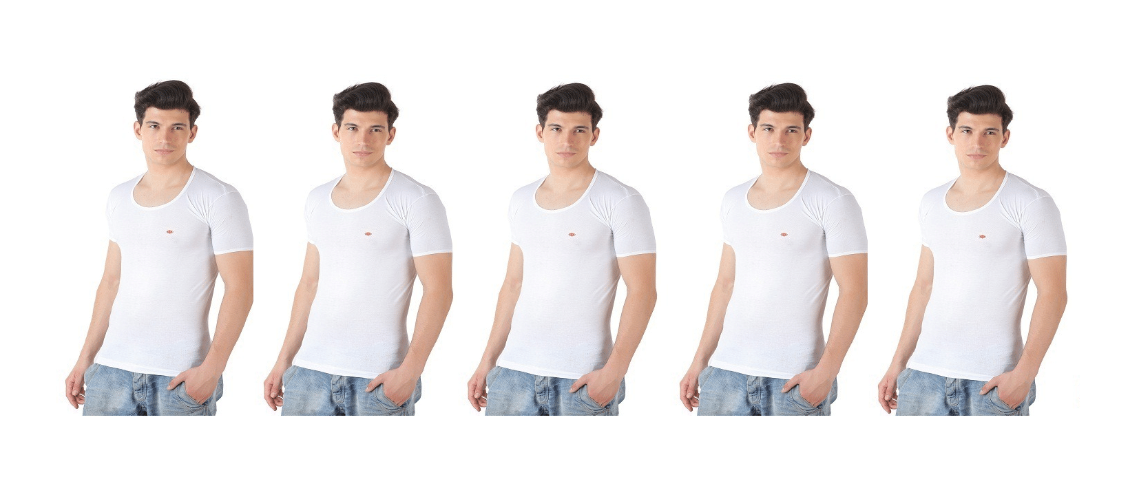     			D1 DIFFERENT ONE Pack of 5 Cotton Basic Vest For Men ( White )