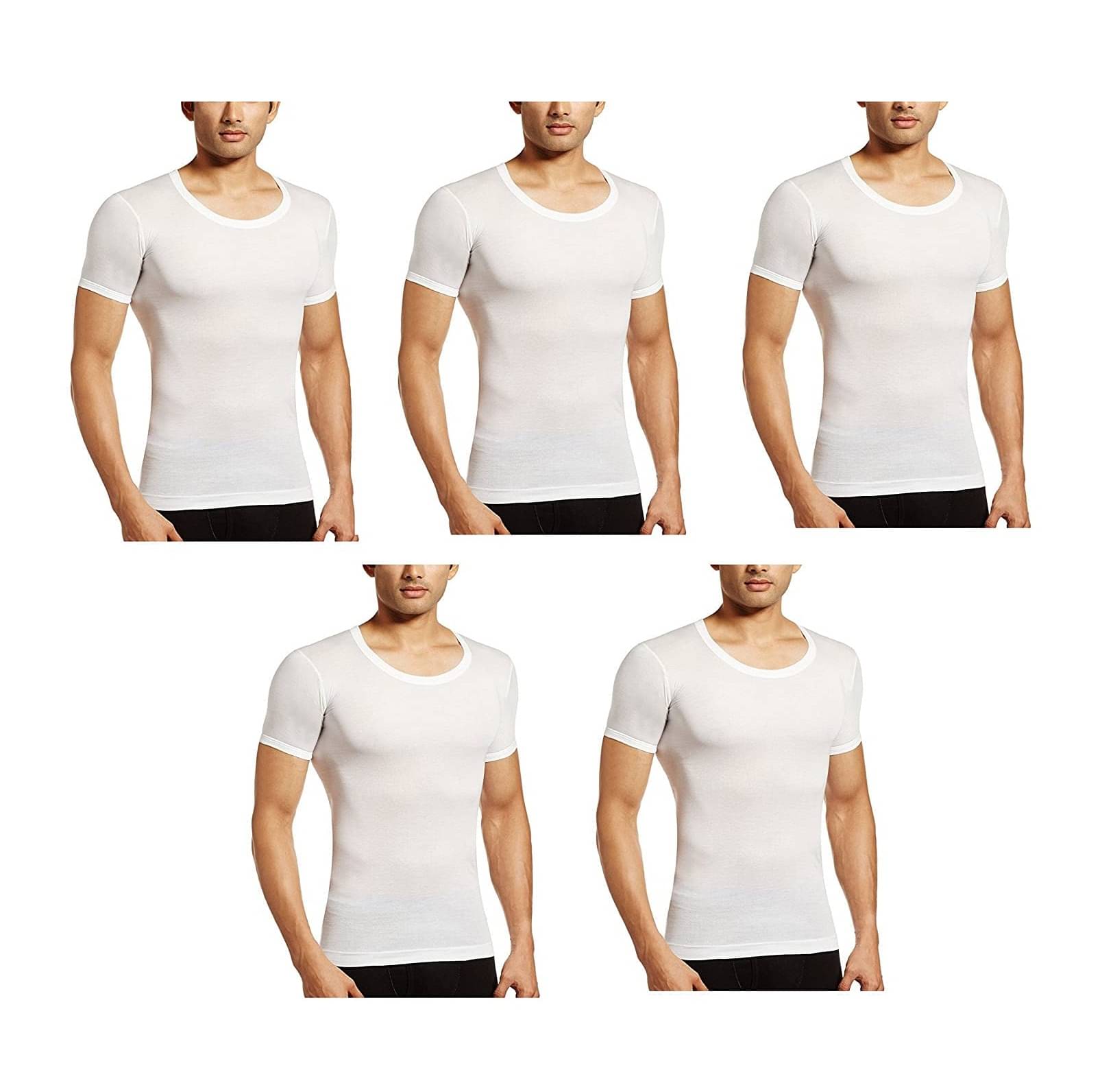 D1 DIFFERENT ONE Pack of 5 Cotton Basic Vest For Men ( White ) D1 DIFFERENT ONE Pack of 5 Cotton Basic Vest For Men ( White )