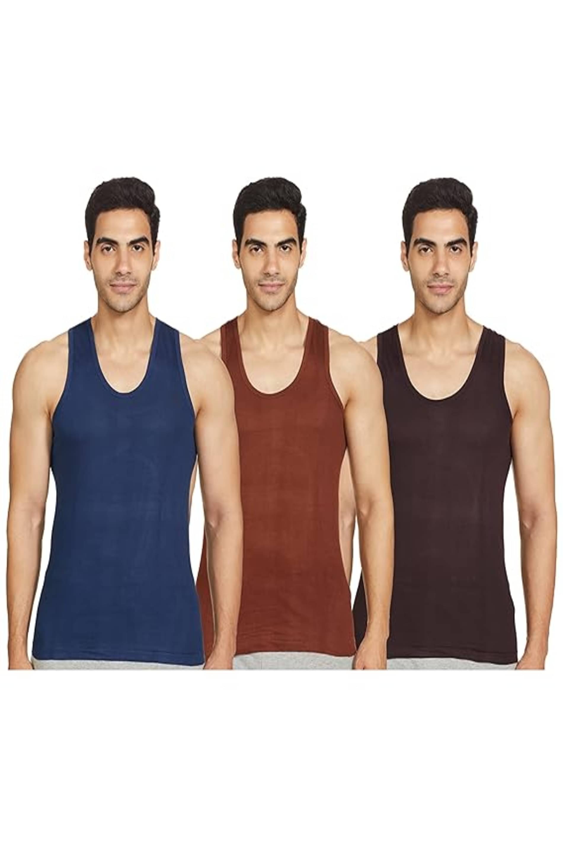 D1 DIFFERENT ONE Pack of 3 Cotton Basic Vest For Men ( Multicolor ) D1 DIFFERENT ONE Pack of 3 Cotton Basic Vest For Men ( Multicolor )