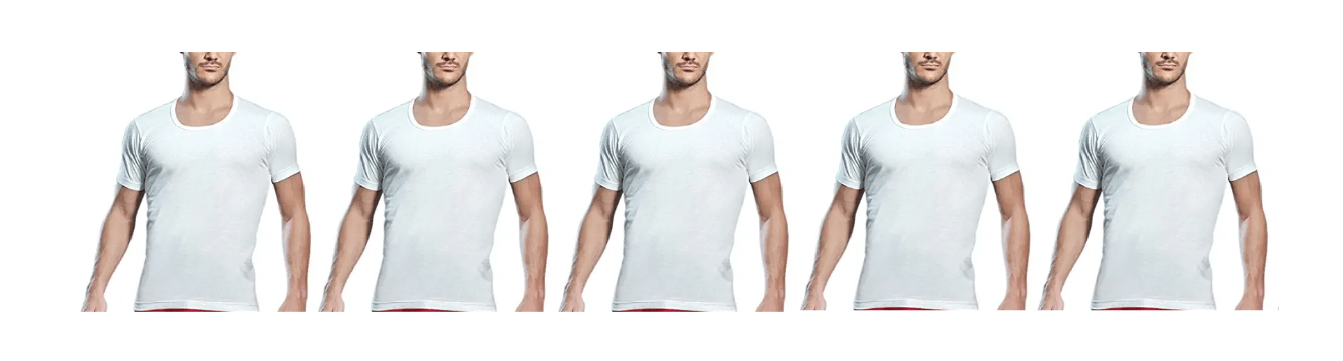     			D1 DIFFERENT ONE Pack of 5 Cotton Basic Vest For Men ( White )