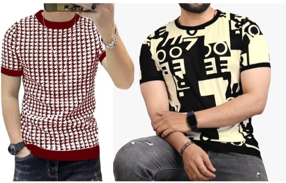FABRIPPLE Polyester Regular Fit Printed Half Sleeves Men's Round T-Shirt - Multicolor ( Pack of 1 )