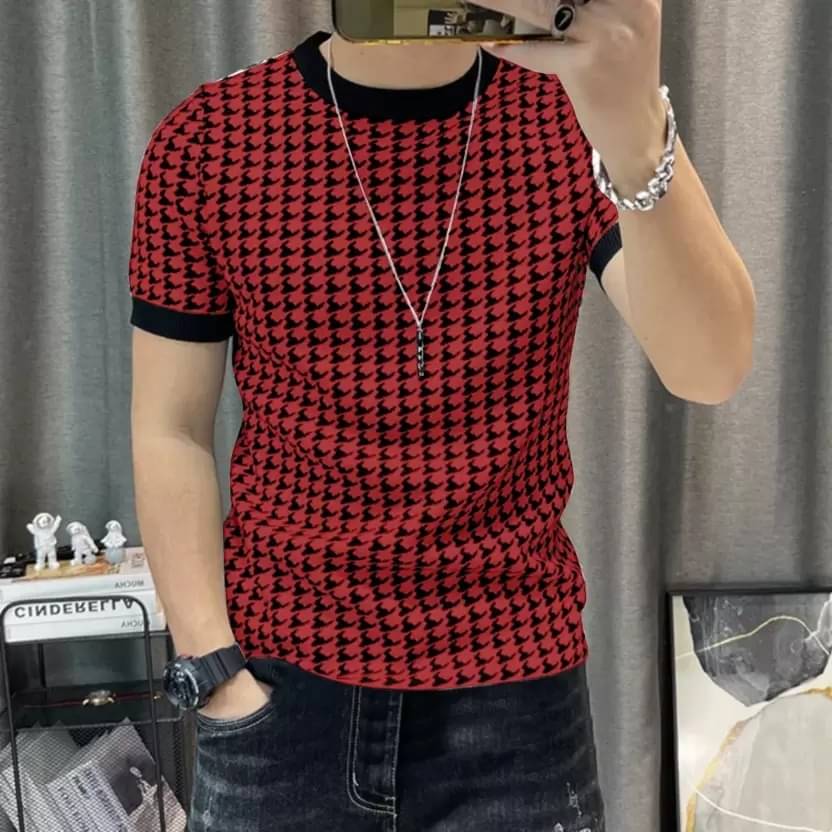     			FABRIPPLE Polyester Regular Fit Printed Half Sleeves Men's Round T-Shirt - Red ( Pack of 1 )