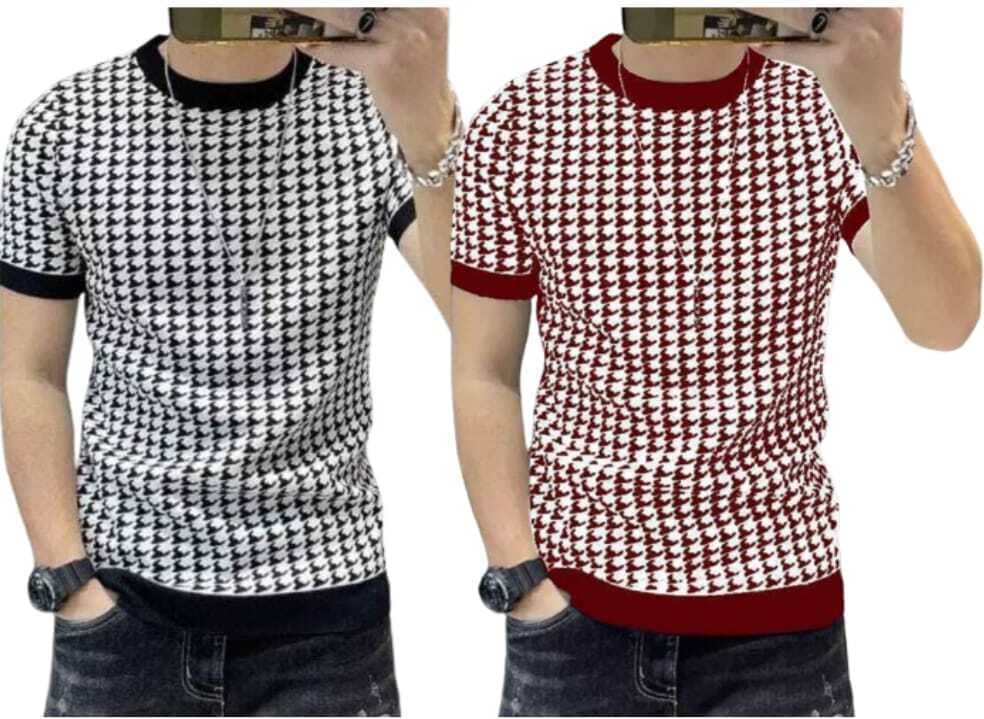 FABRIPPLE Polyester Regular Fit Printed Half Sleeves Men's Round T-Shirt - Multicolor ( Pack of 1 )