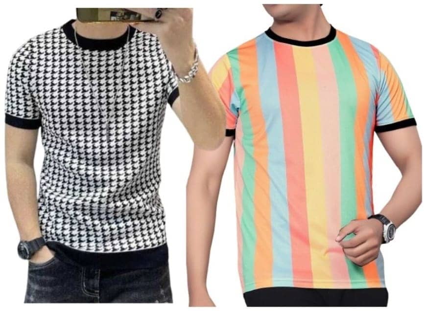 FABRIPPLE Polyester Regular Fit Printed Half Sleeves Men's Round T-Shirt - Multicolor ( Pack of 1 )