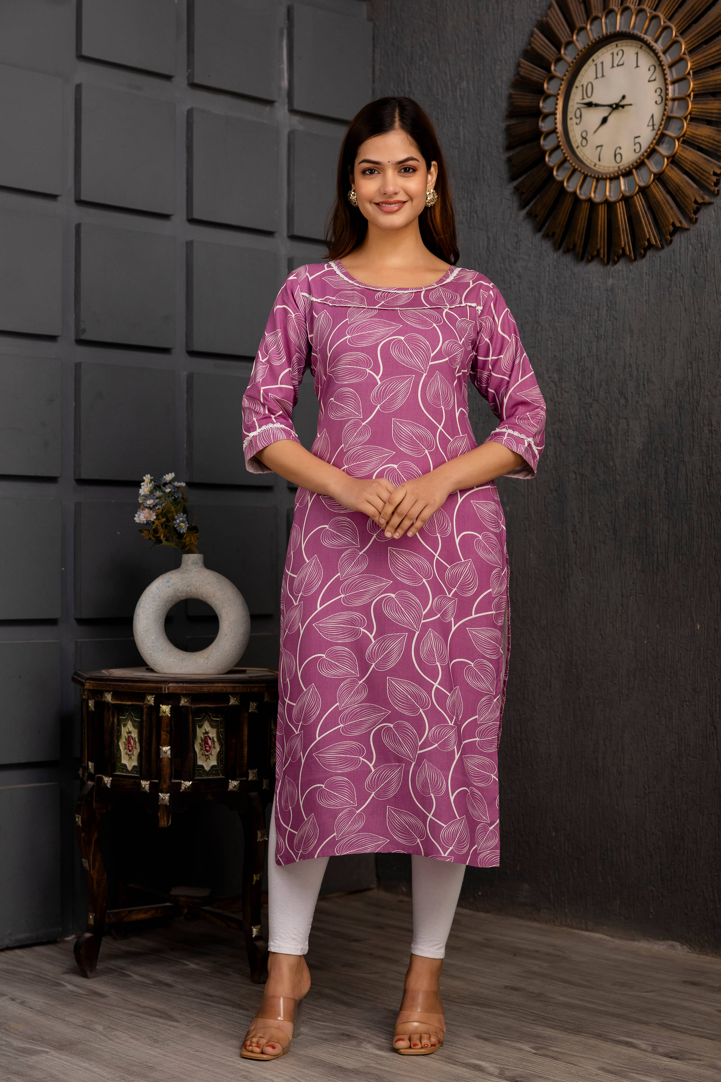     			Kapadia Pack of 1 Rayon Printed Straight Women's Kurti - ( Purple )