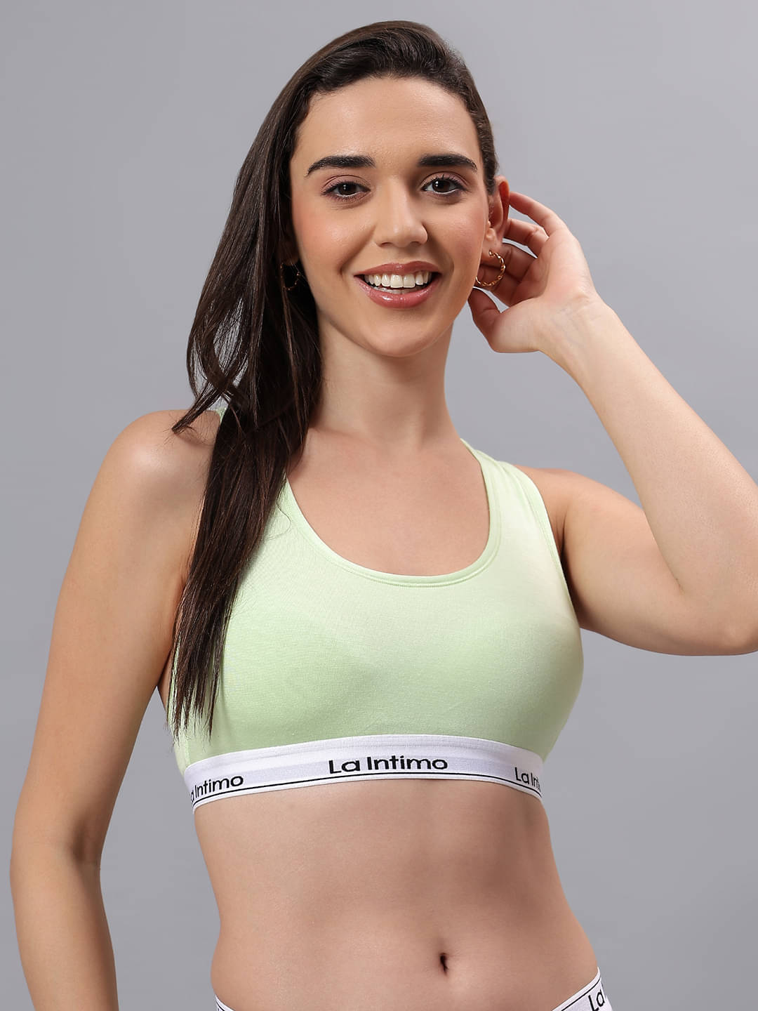     			La Intimo Pack of 1 Modal Lightly Padded Racerback bra For Women ( Lime Green )