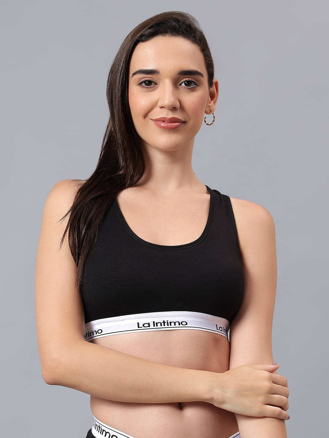    			La Intimo Pack of 1 Modal Lightly Padded Racerback bra For Women ( Black )