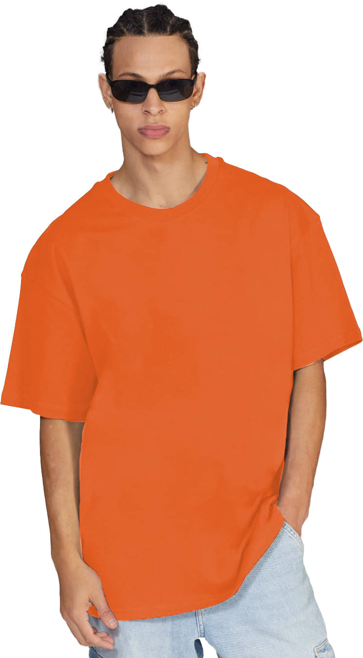 Leotude Cotton Blend Oversized Fit Solid Half Sleeves Men's Round T-Shirt - Orange ( Pack of 1 ) Leotude Cotton Blend Oversized Fit Solid Half Sleeves Men's Round T-Shirt - Orange ( Pack of 1 )