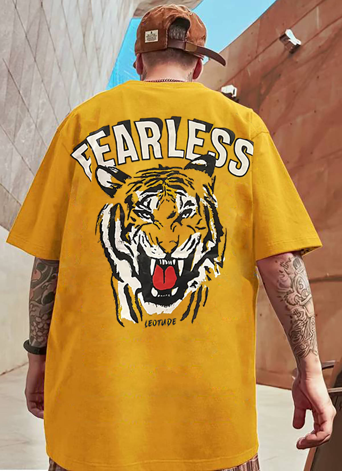 Leotude Cotton Blend Oversized Fit Printed Half Sleeves Men's Round T-Shirt - Yellow ( Pack of 1 ) Leotude Cotton Blend Oversized Fit Printed Half Sleeves Men's Round T-Shirt - Yellow ( Pack of 1 )