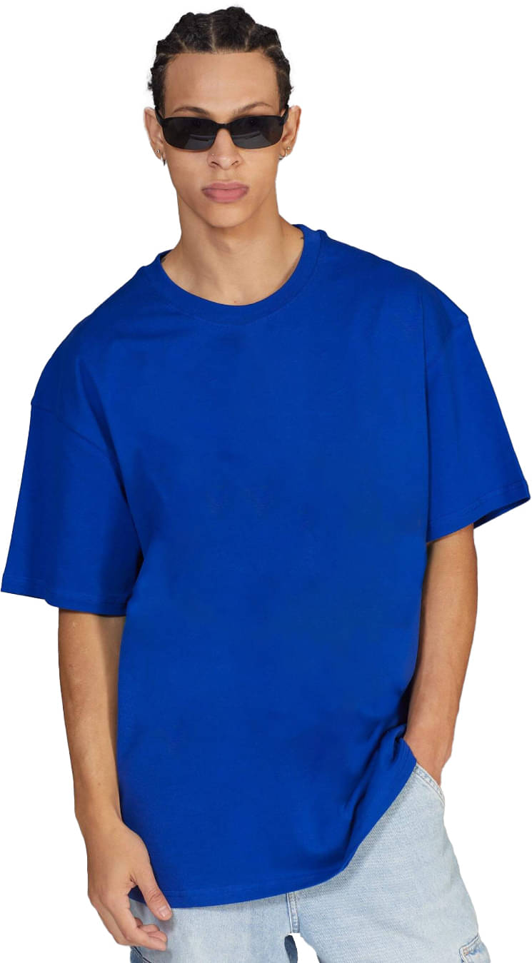 Leotude Cotton Blend Oversized Fit Solid Half Sleeves Men's Round T-Shirt - Blue ( Pack of 1 ) Leotude Cotton Blend Oversized Fit Solid Half Sleeves Men's Round T-Shirt - Blue ( Pack of 1 )