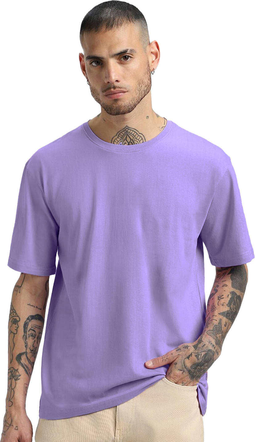 Leotude Cotton Blend Oversized Fit Solid Half Sleeves Men's Round T-Shirt - Purple ( Pack of 1 ) Leotude Cotton Blend Oversized Fit Solid Half Sleeves Men's Round T-Shirt - Purple ( Pack of 1 )