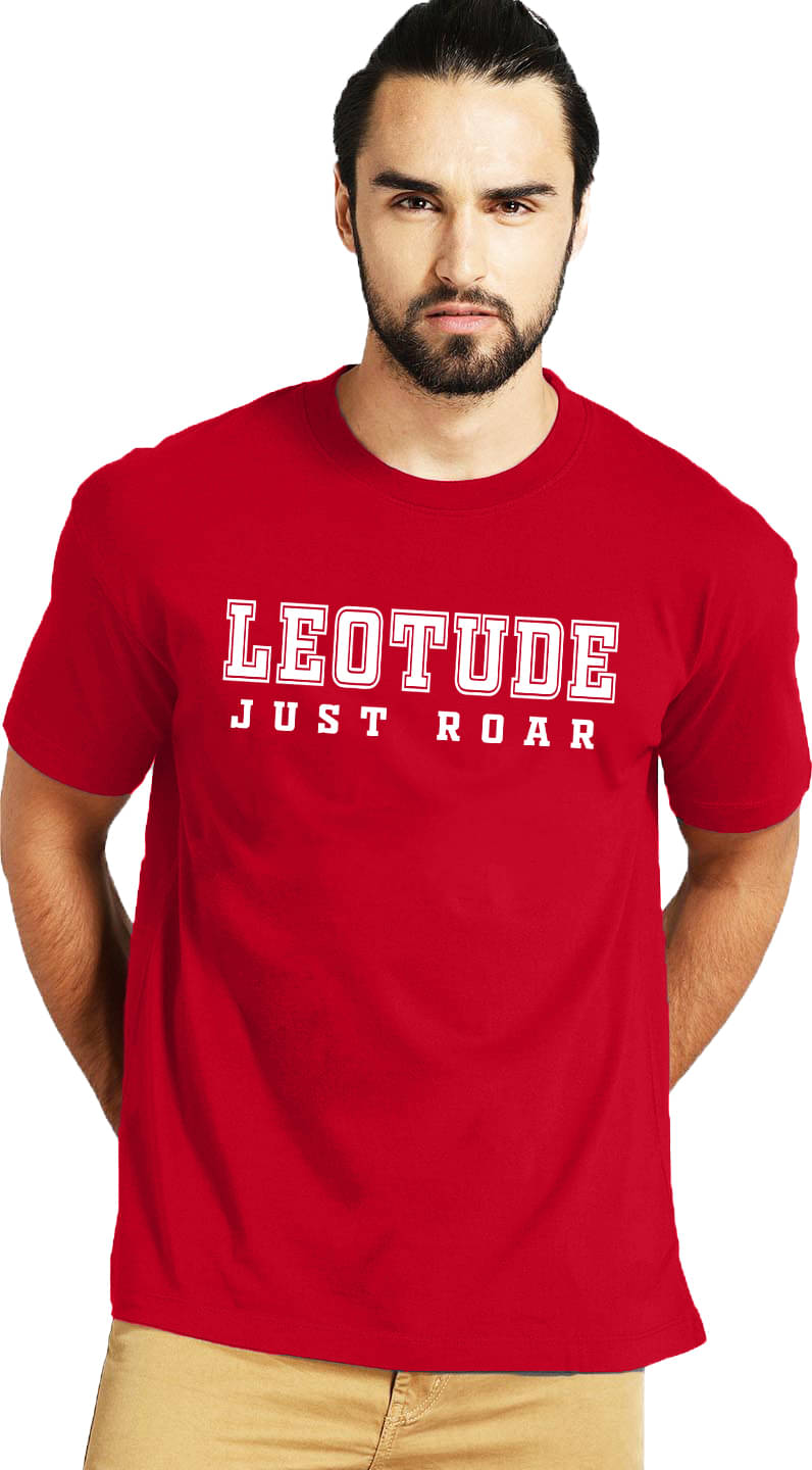 Leotude Cotton Blend Regular Fit Printed Half Sleeves Men's Round T-Shirt - Red ( Pack of 1 ) Leotude Cotton Blend Regular Fit Printed Half Sleeves Men's Round T-Shirt - Red ( Pack of 1 )