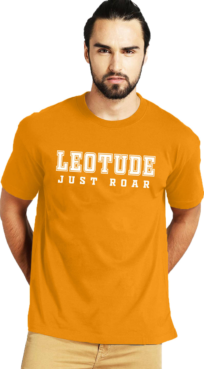     			Leotude Men Cotton Blend Regular Fit Printed T-Shirt ( Yellow )