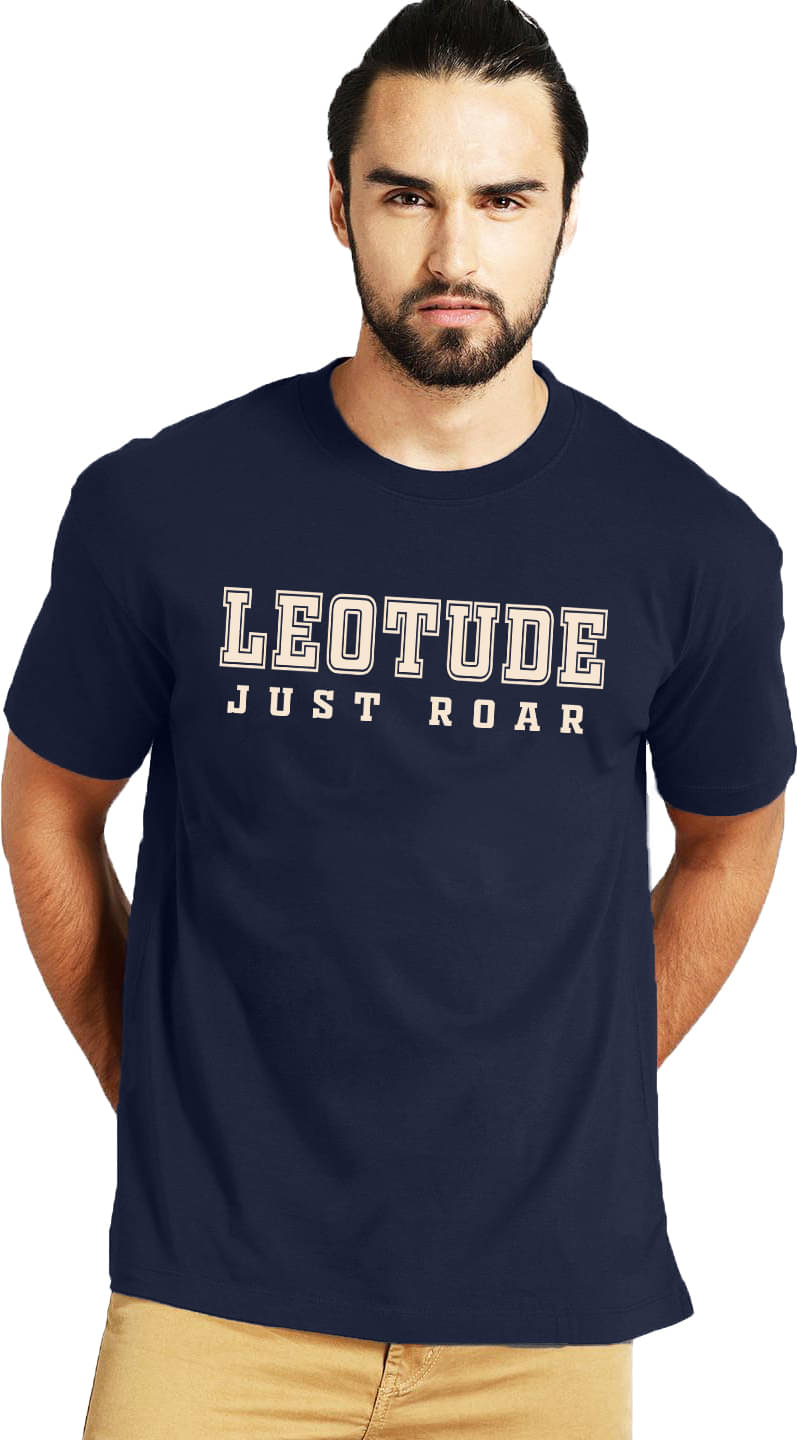 Leotude Cotton Blend Regular Fit Printed Half Sleeves Men's Round T-Shirt - Blue ( Pack of 1 ) Leotude Cotton Blend Regular Fit Printed Half Sleeves Men's Round T-Shirt - Blue ( Pack of 1 )