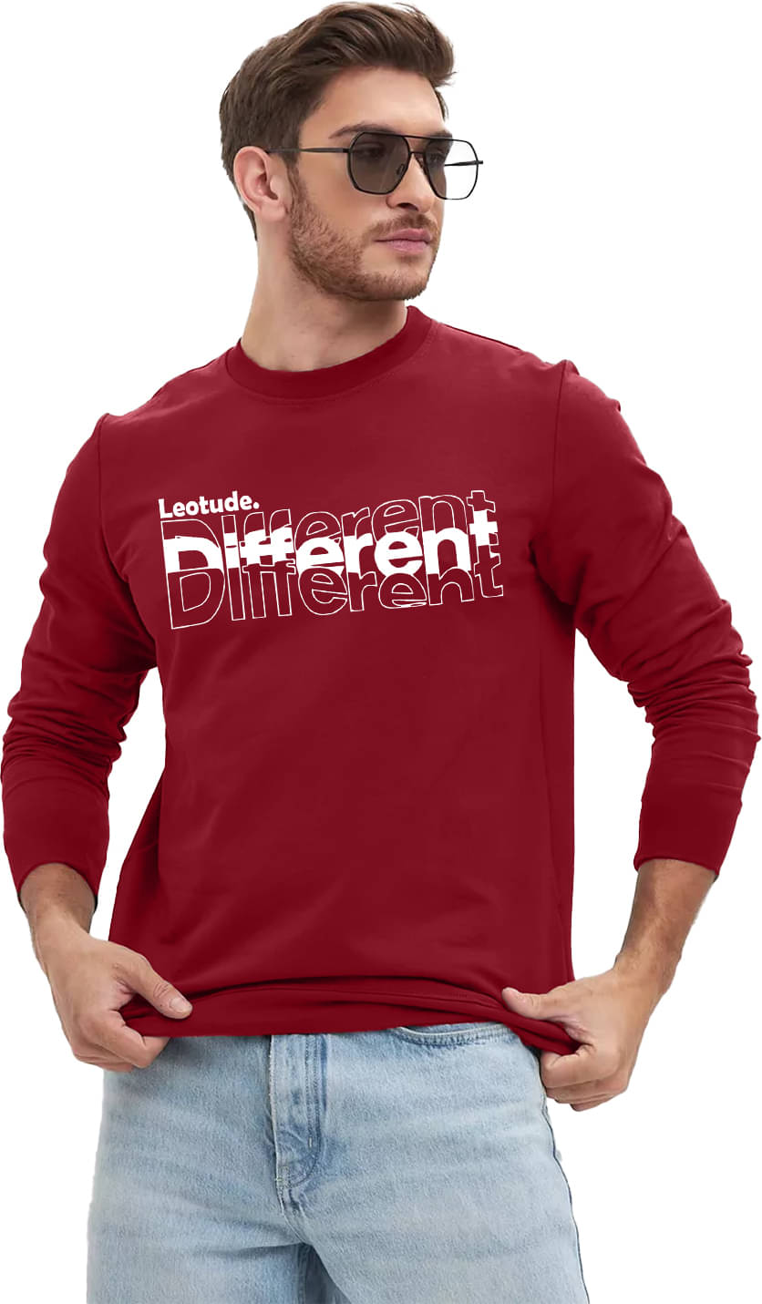 Leotude Cotton Blend Regular Fit Printed Full Sleeves Men's Round T-Shirt - Maroon ( Pack of 1 ) Leotude Cotton Blend Regular Fit Printed Full Sleeves Men's Round T-Shirt - Maroon ( Pack of 1 )