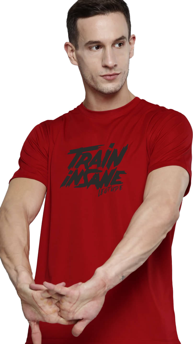     			Leotude Polyester Regular Fit Printed Half Sleeves Men's Round T-Shirt - Red ( Pack of 1 )