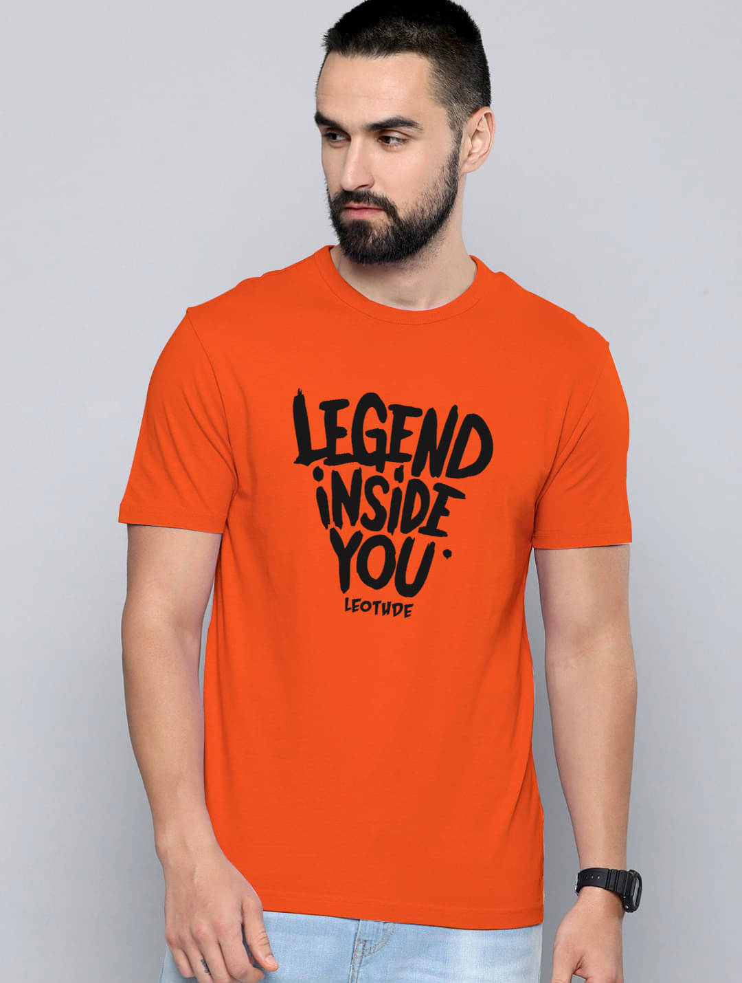 Leotude Polyester Regular Fit Printed Half Sleeves Men's Round T-Shirt - Orange ( Pack of 1 ) Leotude Polyester Regular Fit Printed Half Sleeves Men's Round T-Shirt - Orange ( Pack of 1 )
