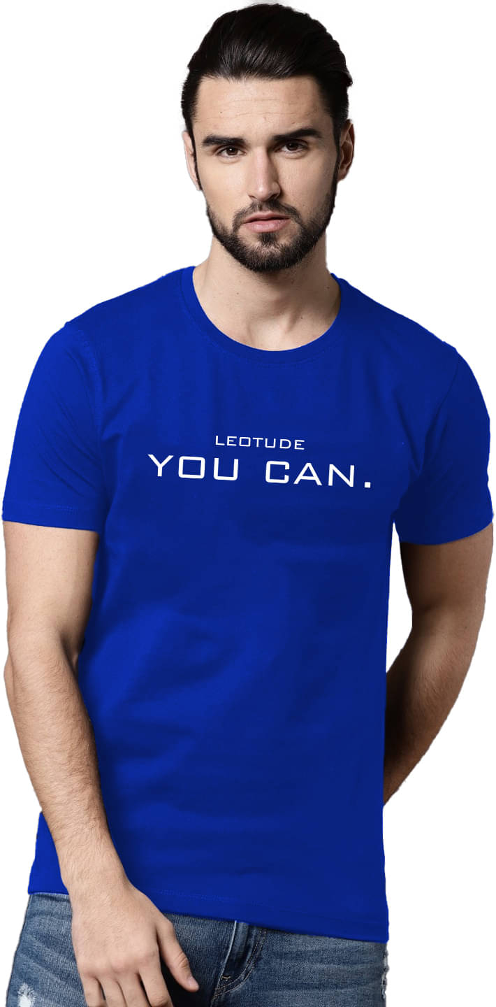     			Leotude Polyester Regular Fit Printed Half Sleeves Men's Round T-Shirt - Blue ( Pack of 1 )