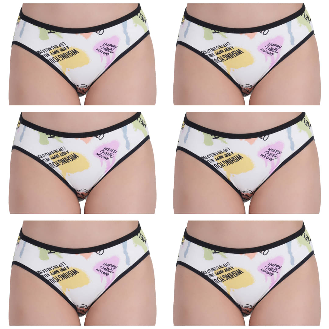     			Louis Craft Pack of 6 Cotton Bikini For Women ( Multicolor1 )