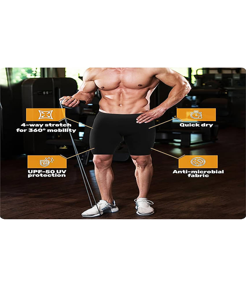 NEVER LOSE Black Nylon Men's Cycling Shorts ( Pack of 1 )