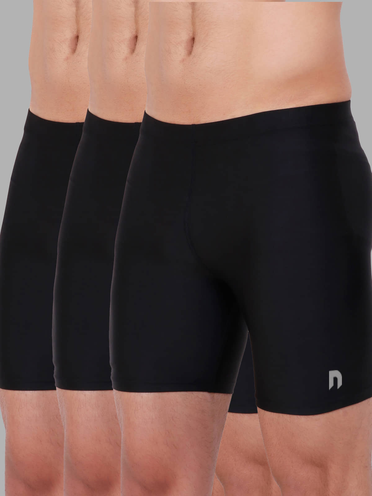 NEVER LOSE Black Polyester Men's Cycling Shorts ( Pack of 3 ) - Shorts | Buy online on ZillyBuy