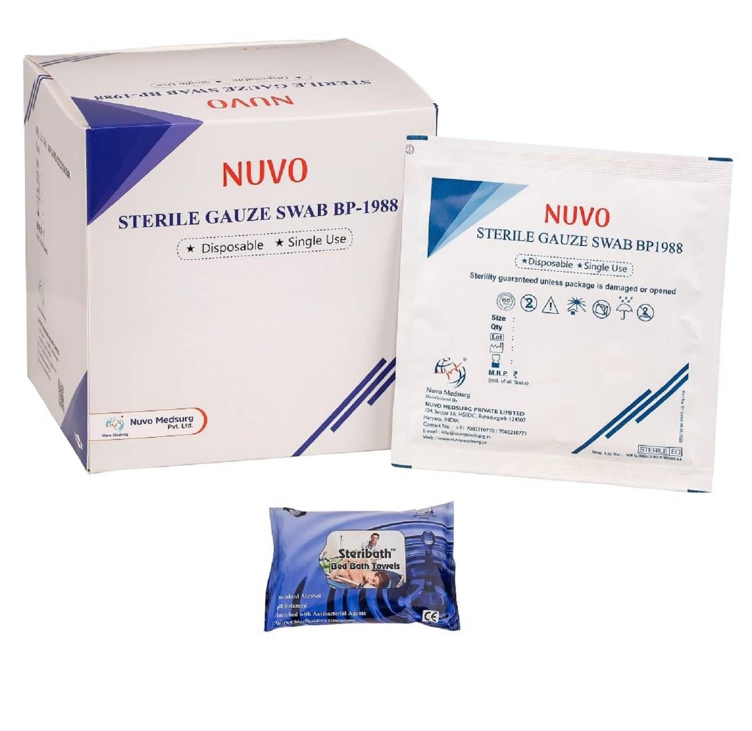     			NUVO MEDSURG Sterile Gauze Swab (5Cm X 5Cm X 12 Ply) Type - 20 Gauze Swab