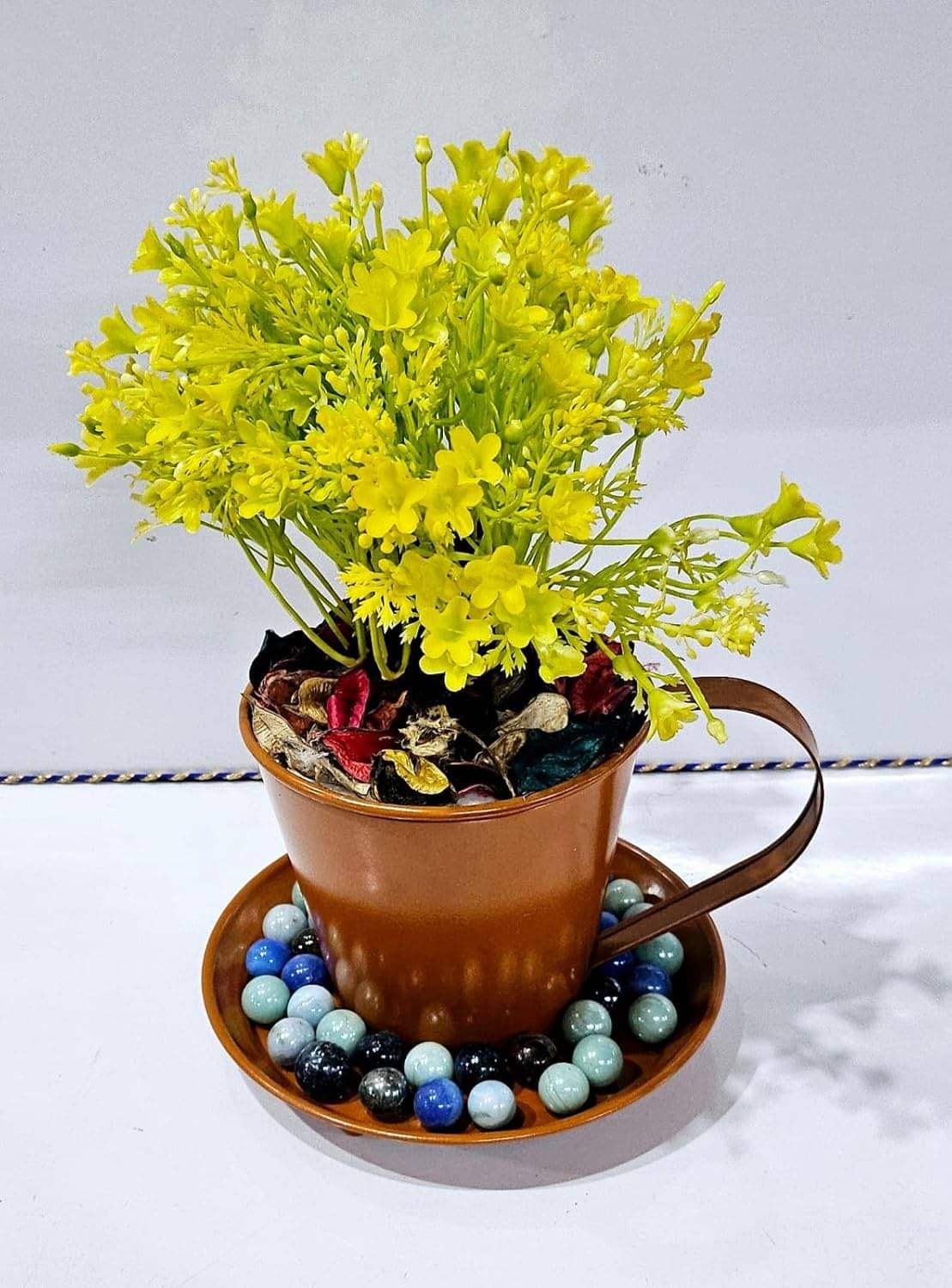     			R.R.V. International - Multicolor Rose Artificial Flowers With Pot ( Pack of 1 )