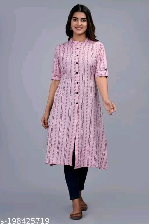 RIAANA Pack of 1 Cotton Solid A-line Women's Kurti - ( Fluorescent Pink )     			RIAANA Pack of 1 Cotton Solid A-line Women's Kurti - ( Fluorescent Pink )