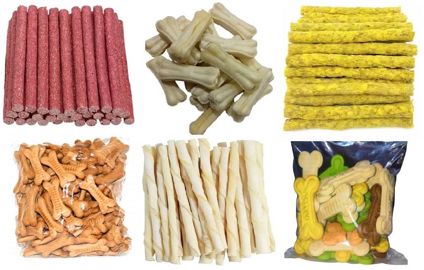     			Rawhide Dog Munchy Stick Chicken and Mutton Flavor with Twisted White Stick and Crunchy Dog Biscuit Combo Large for All Life Stages and Dog Chew Bone Each 125gm