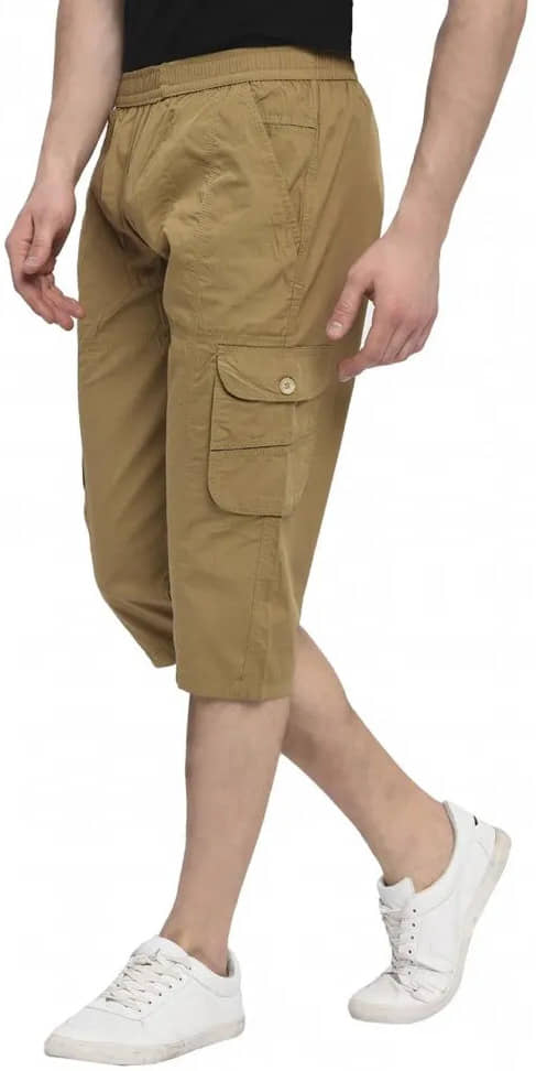 Reoutlook Beige Cotton Blend Men's Three-Fourths ( Pack of 1 ) - Shorts | Buy online on ZillyBuy