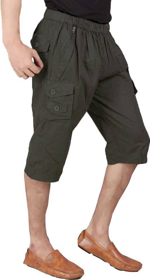 Reoutlook Green Cotton Blend Men's Three-Fourths ( Pack of 1 ) - Shorts | Buy online on ZillyBuy