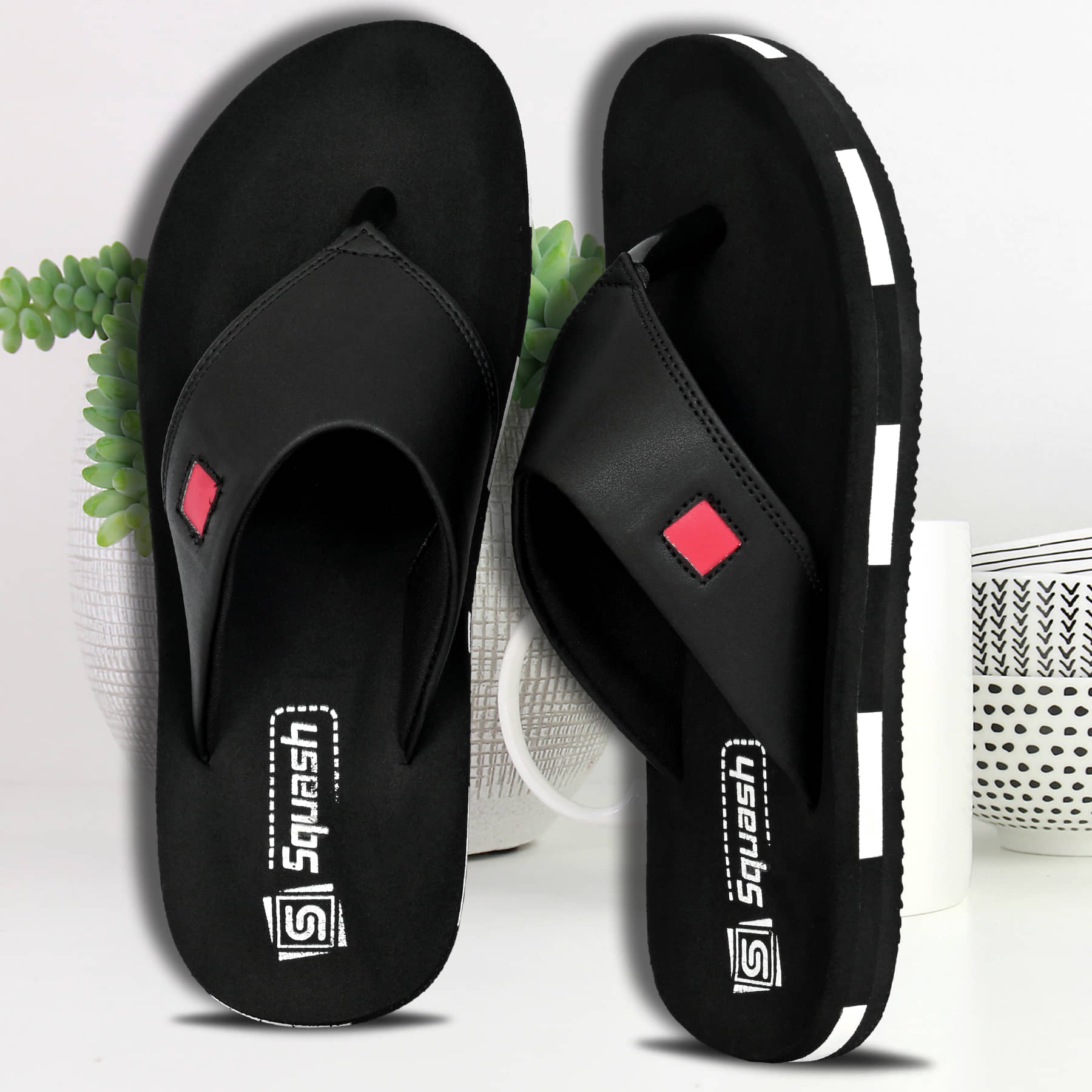 Squash Black Men's Thong Flip Flop
