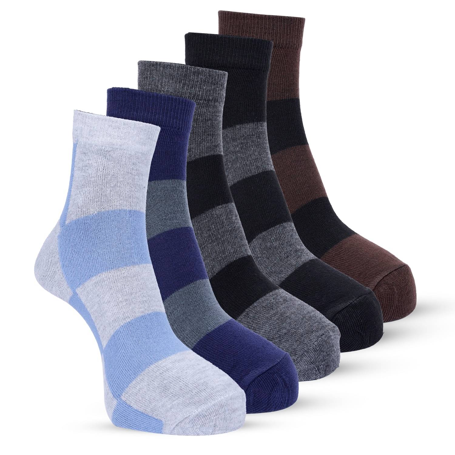     			Texfro Pack of 5 Men's 100% Organic Cotton Ankle Length Socks ( Multicolor )