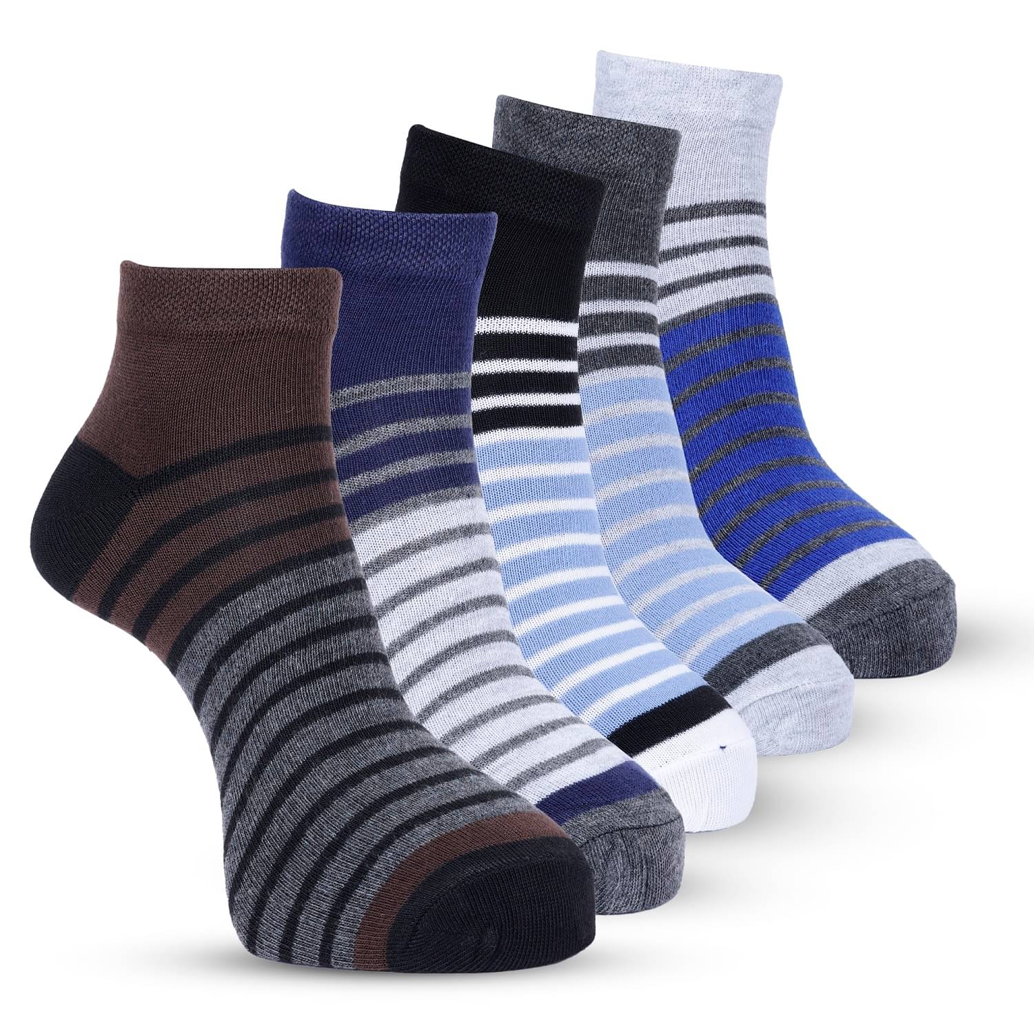     			Texfro Pack of 5 Men's 100% Organic Cotton Ankle Length Socks ( Multicolor )