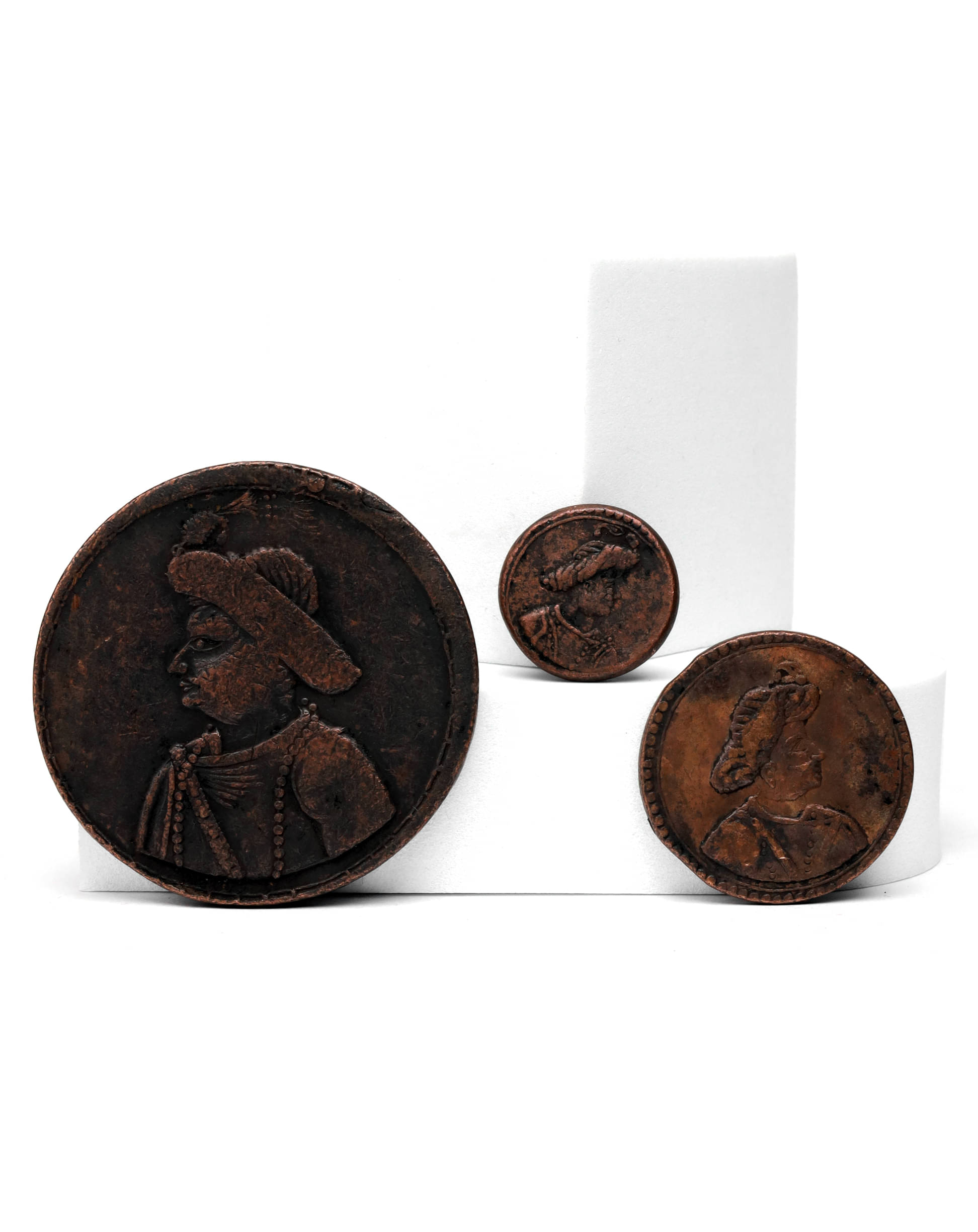     			Tipu Sultan (1782- 1799) Paisa COPPER COIN/TOKEN Set of 3 (70gram, 20gram and 12gram) Ancient Coin Collection (3 Coins)
