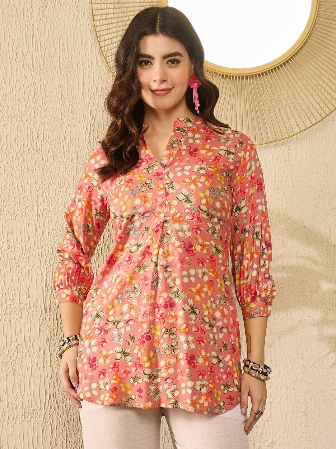Vaamsi Women's Viscose Rayon Tunic ( Pink ) Vaamsi Women's Viscose Rayon Tunic ( Pink )