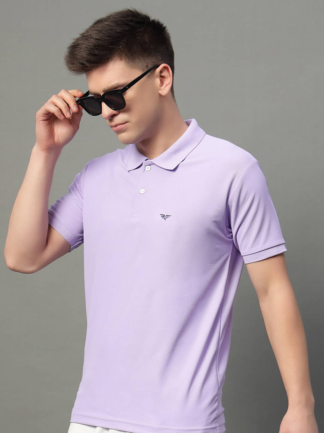 XYRIS Pack of 1 Cotton Blend Regular Fit Solid Half Sleeves Men's Polo T Shirt ( Lavender ) XYRIS Pack of 1 Cotton Blend Regular Fit Solid Half Sleeves Men's Polo T Shirt ( Lavender )