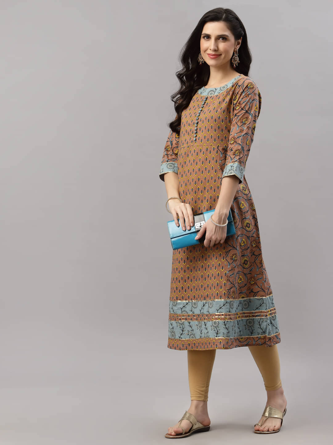 Yash Gallery Pack of 1 Cotton Printed Anarkali Women's Kurti - ( Multicolor )     			Yash Gallery Pack of 1 Cotton Printed Anarkali Women's Kurti - ( Multicolor )