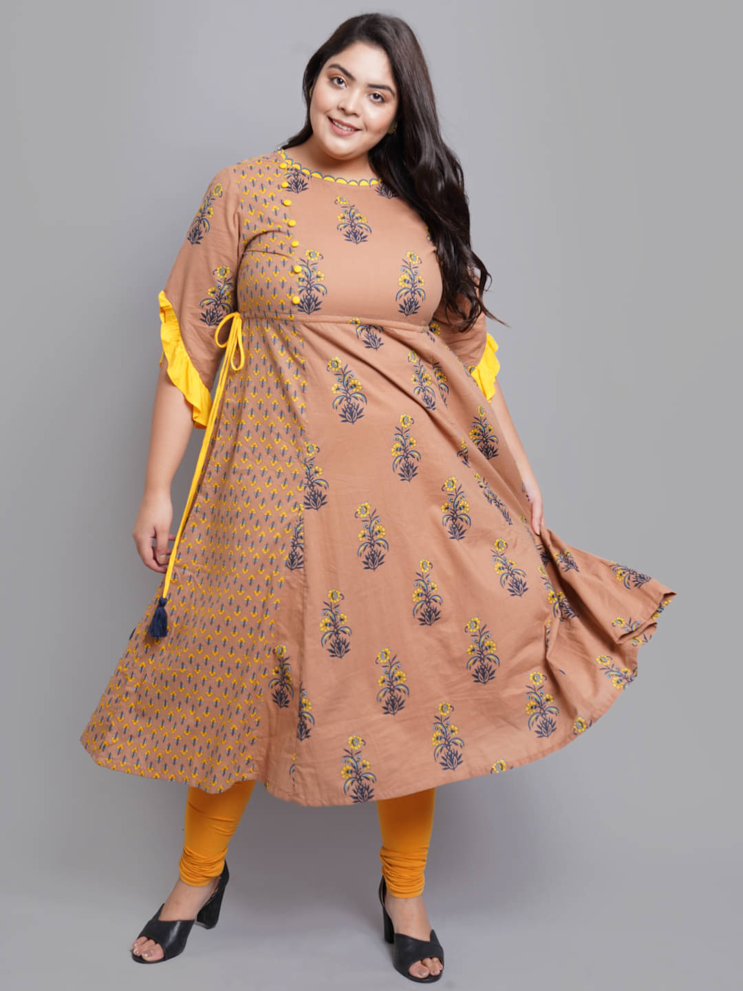 Yash Gallery Pack of 1 Cotton Printed A-line Women's Kurti - ( Multicolor ) Yash Gallery Pack of 1 Cotton Printed A-line Women's Kurti - ( Multicolor )