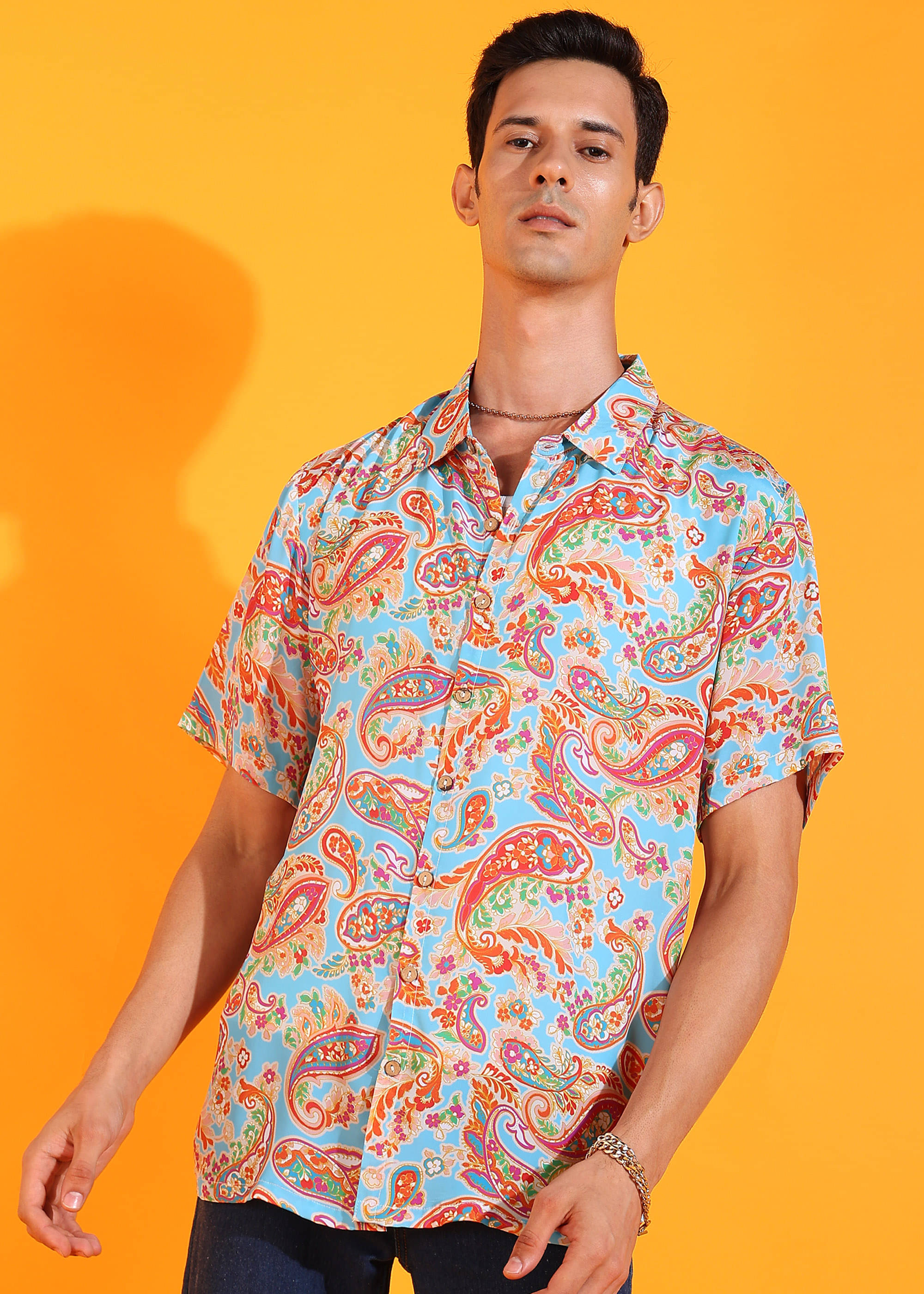 Yash Gallery Polyester Regular Fit Printed Half Sleeves Men's Casual Shirt - Multi ( Pack of 1 ) Yash Gallery Polyester Regular Fit Printed Half Sleeves Men's Casual Shirt - Multi ( Pack of 1 )