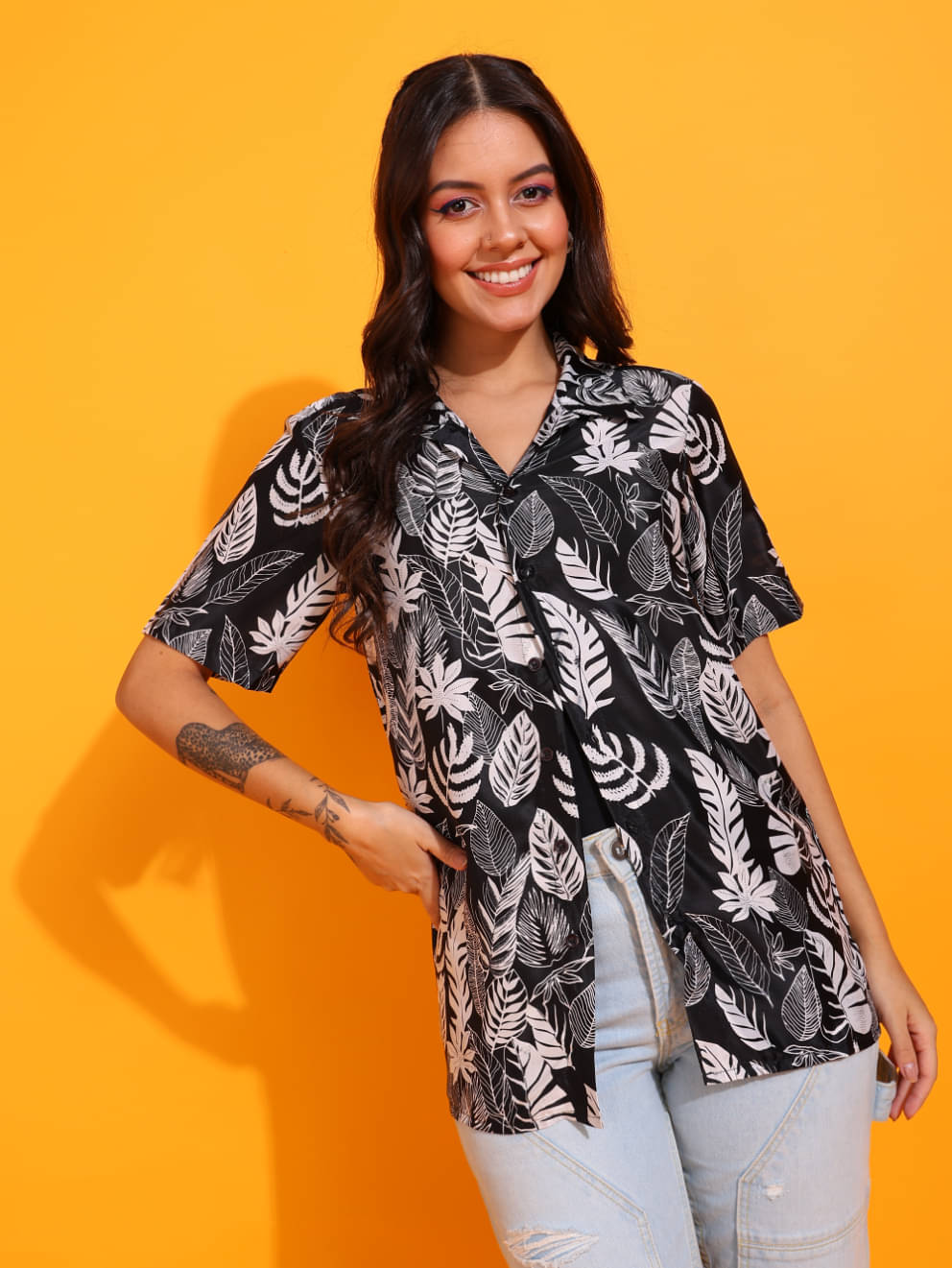Yash Gallery Polyester Regular Fit Printed Half Sleeves Men's Casual Shirt - Black ( Pack of 1 ) Yash Gallery Polyester Regular Fit Printed Half Sleeves Men's Casual Shirt - Black ( Pack of 1 )